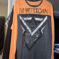 Orange Grey And Black American Fighter Shirt 
