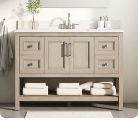 Style Selections Holly 48-in Latte Brown Undermount Single Sink Bathroom Vanity with White Engineered Stone Top