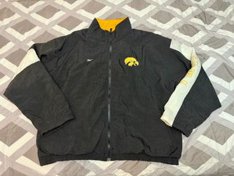 Vintage Iowa Hawkeyes Jacket Mens 2XL Black Windbreaker NCAA Football Reebok 90s  OVERSIZED