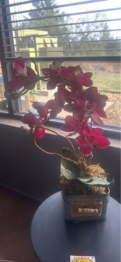 Faux Orchid Arrangement in Metal Pot