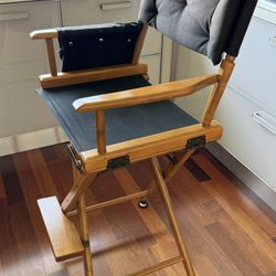 World Famous Bar Height Director Chair, Black with Walnut Frame