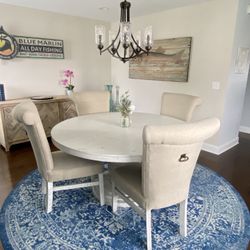 MINT Nearly New. Moving.  Round White Wash Dining Set 6 Chairs 