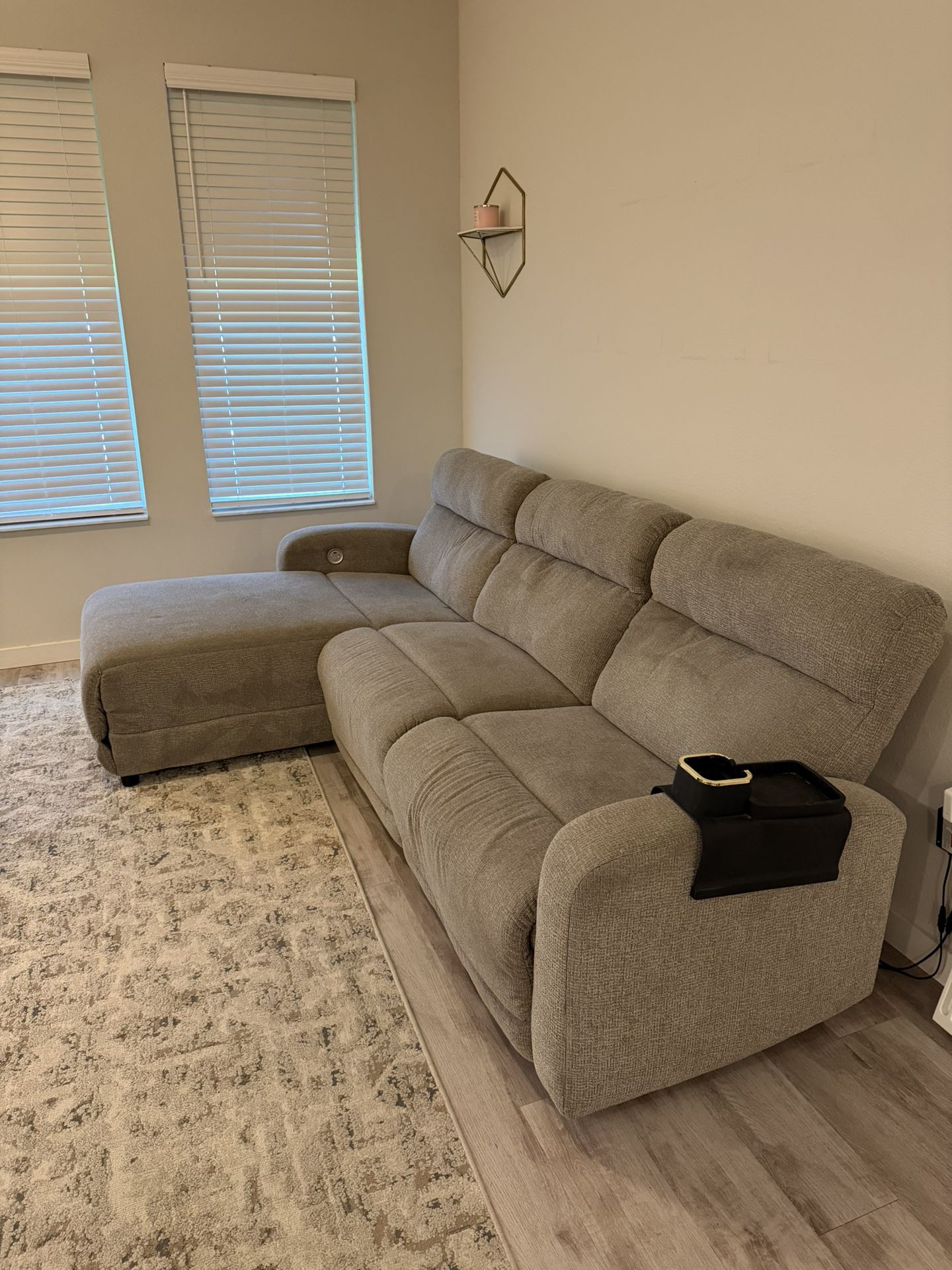 3 seat reclining sectional with USB ports on esch side. Extremely comfortable