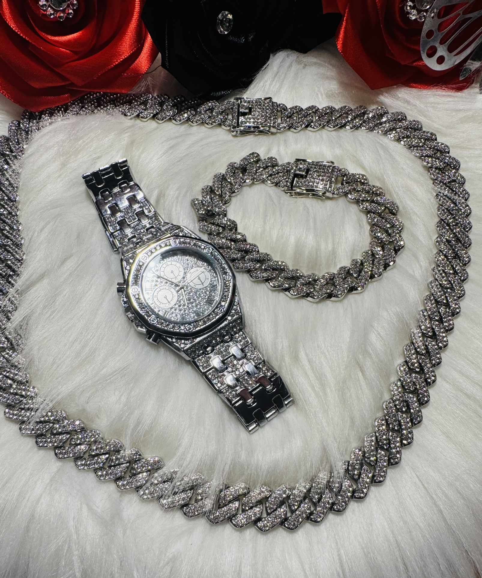 elegant and sophisticated watch, bracelet and necklace set