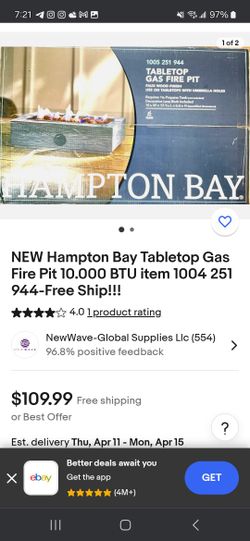 Hampton Bay Table counter Top Fire Pit