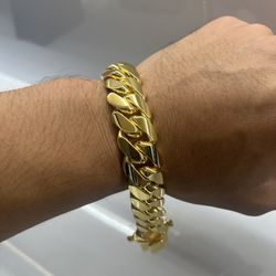 18MM 🔥⭐️ MIAMI CUBAN LINK BRACELET 8.5” ⛓️ 14k GOLD OVER SILVER
