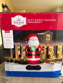 Holiday Time 10-Ft Inflatable Santa Holding Ornament