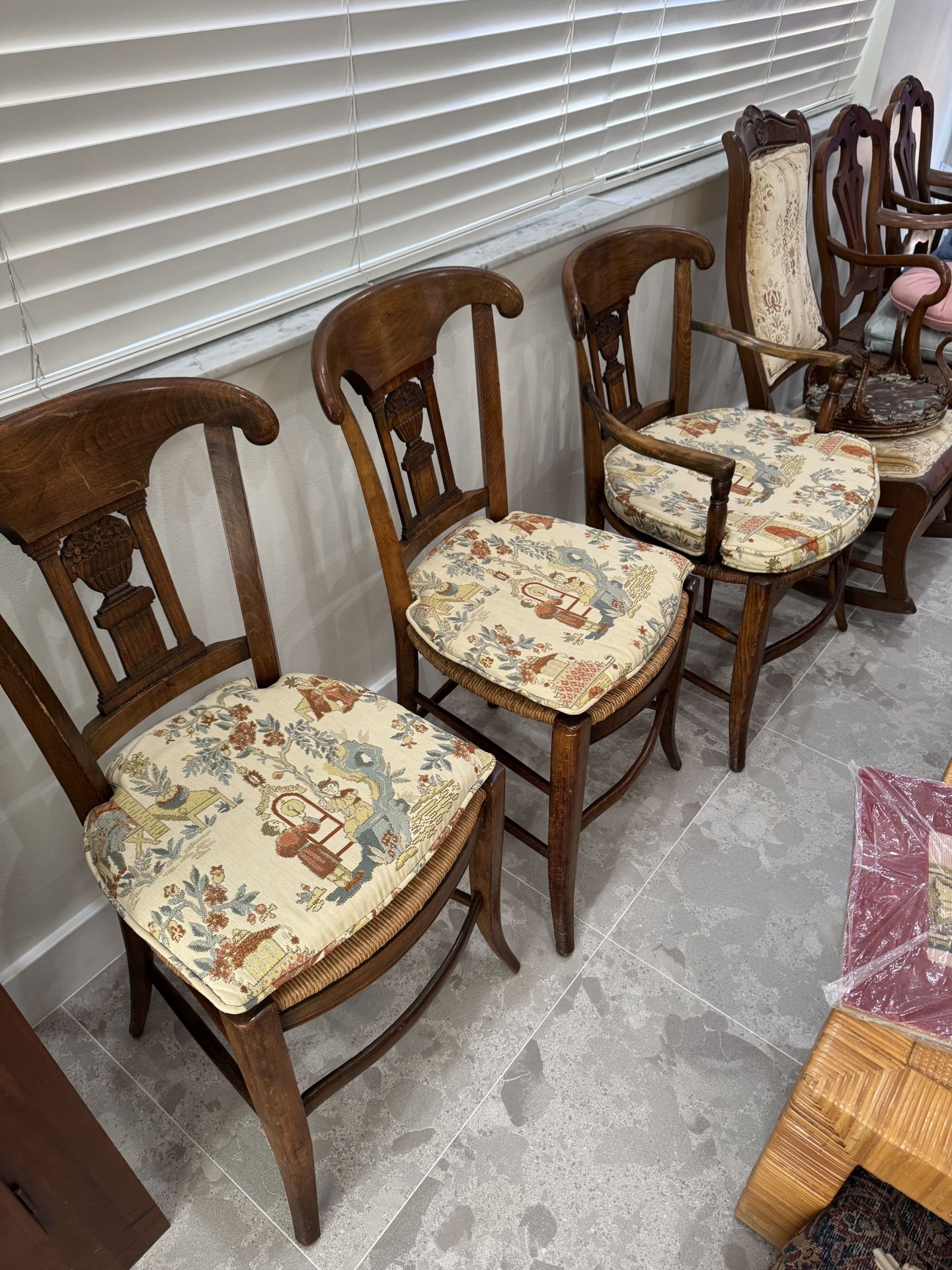 Antique French Provincial Cane Seat Chair Set