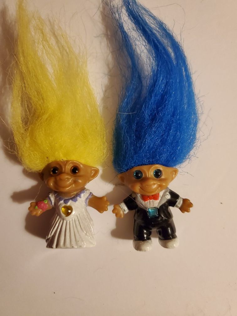 Limited Edition Bride and Groom Troll Dolls.