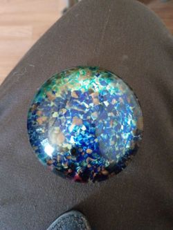 Art Glass Paperweight Blue Multicolor