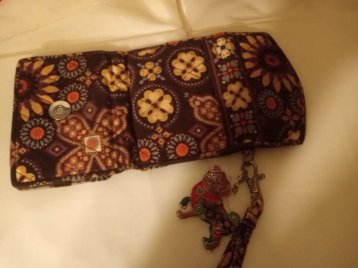 Vela Brandon Women's Wallet Pug Keychain Flowers All Over Design