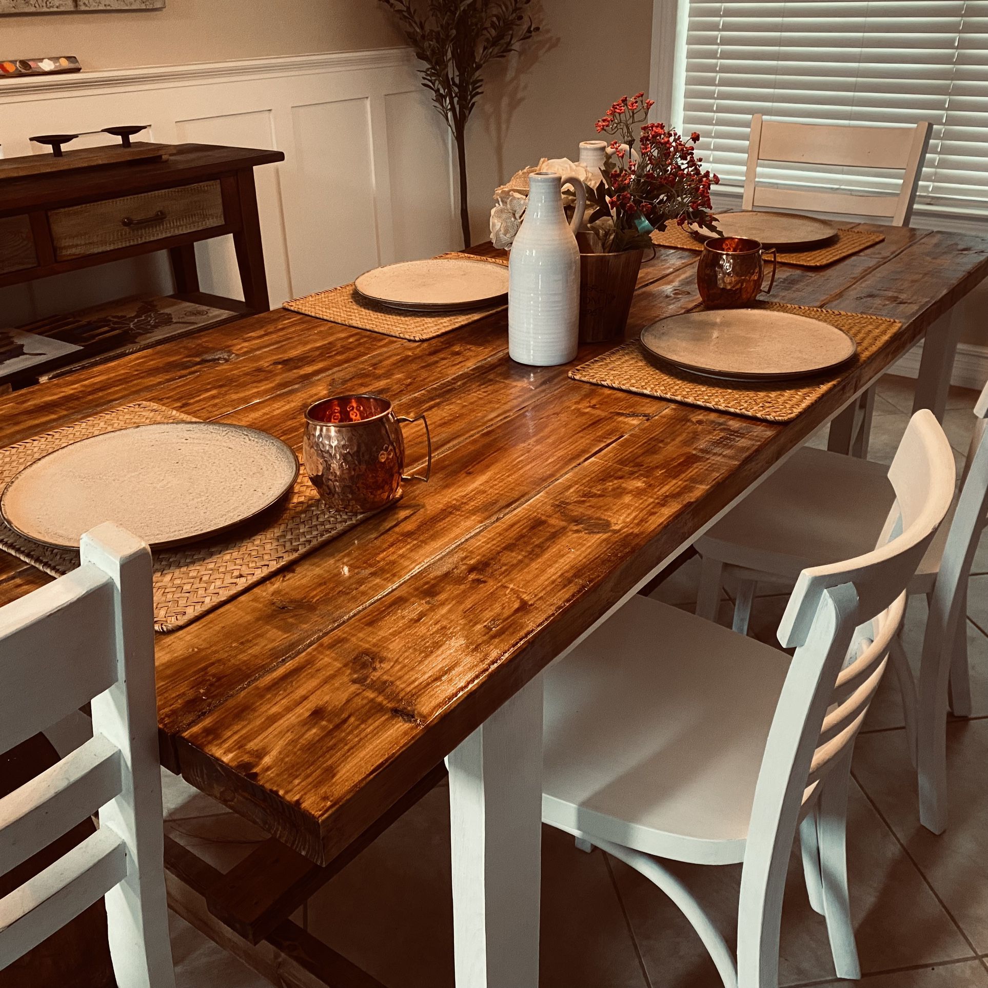 Brand New Rustic Farmhouse Dining Table and Chairs 