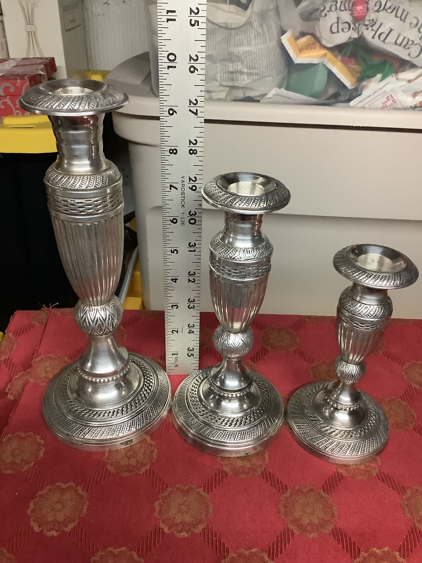 (3) Candles Holder Vintage, Silverware, Or Pewter, 