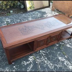 Mid Century Asian Rosewood Hand Carved Vintage Coffee Table From Tokyo  