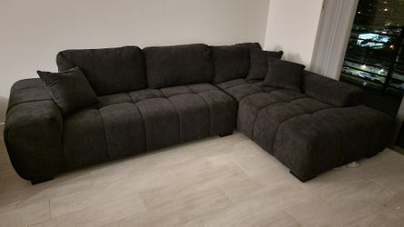 Black Sectional Sofa Modern New 