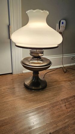 "Vintage Brass Quoizel Hurricane Lamp"