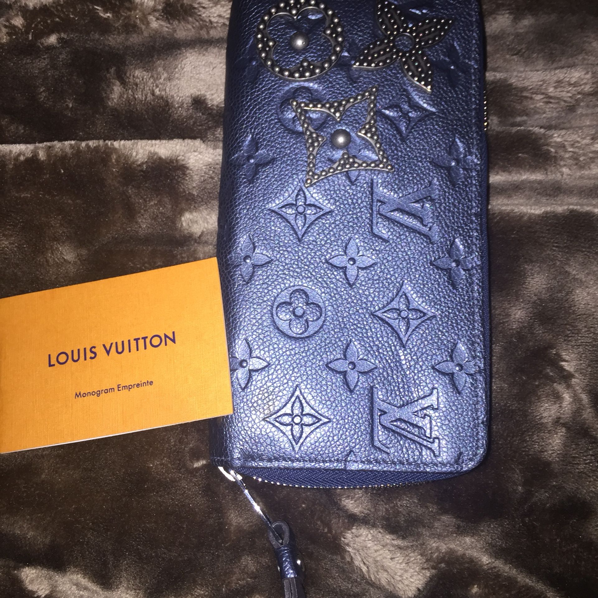 Louis Vuitton Monogram Empreinte Navy Blue Long Wallet for Sale