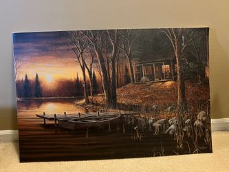 Simple Pleasures by Jim Hansel 11x15 Log Cabin Sunset Sunrise Lake Art Picture