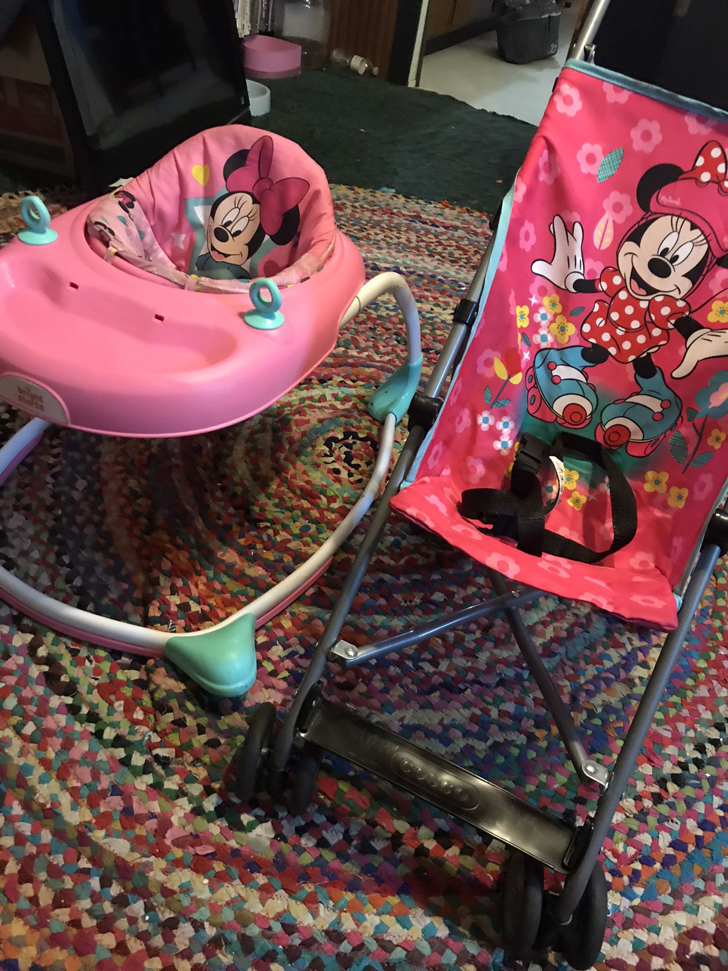 Costco Minnie mouse stroller/Disney bright starts Minnie mouse walker! New!