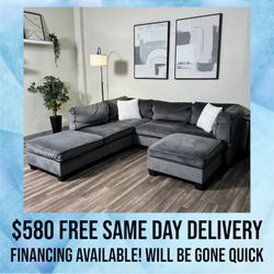 FREE DELIVERY Modular 6 Piece Sectional Couch Sofa Gray Grey
