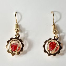 Red Diamond Golden Earrings 