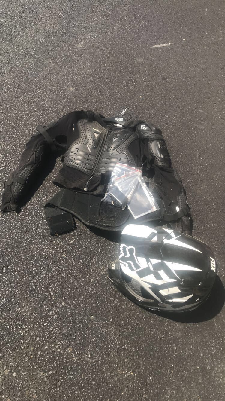 Dirt bike helmet and riding gear like NEW