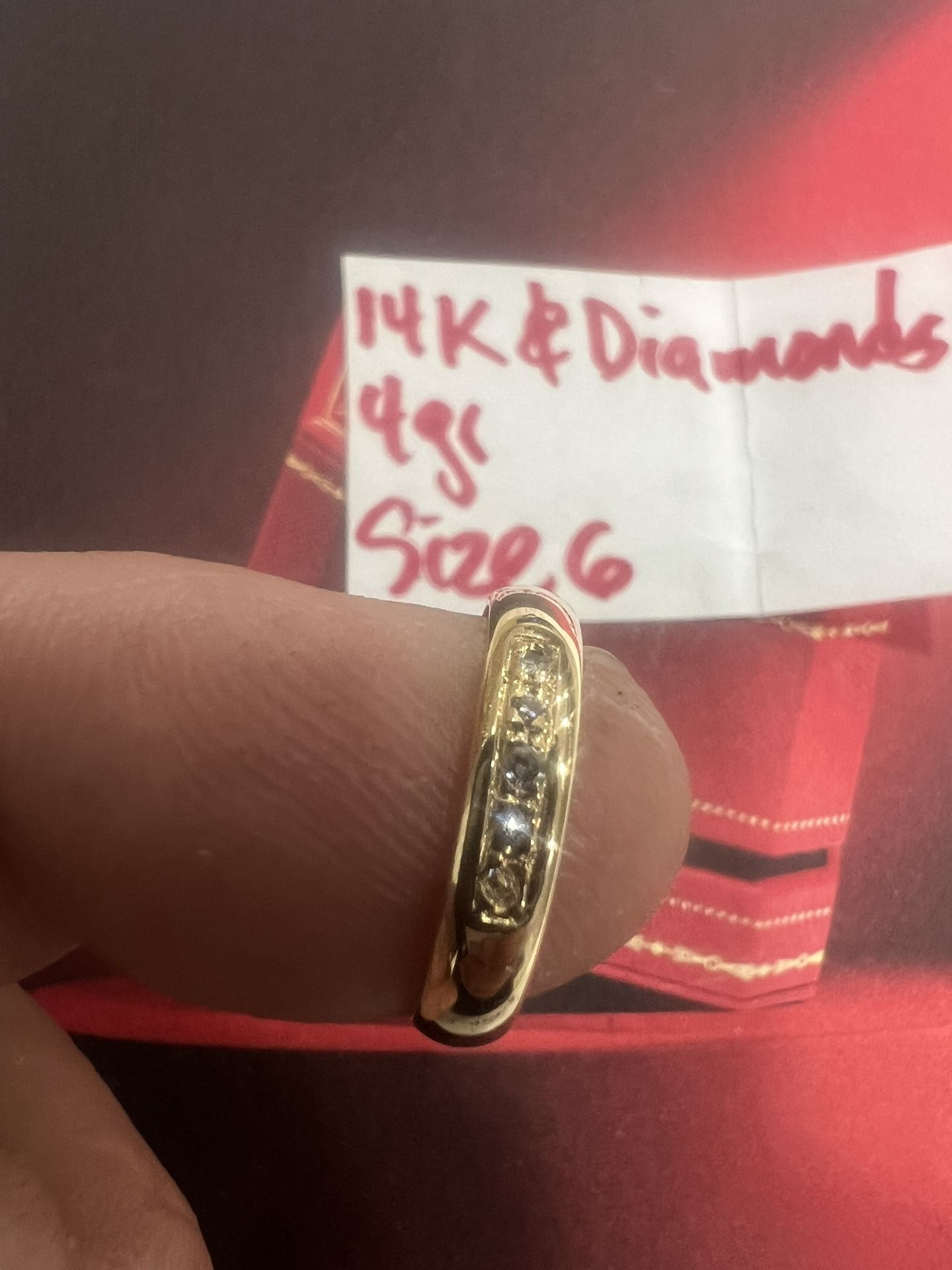 14K Solid Gold NATURAL Diamonds 💎 Wedding Band 4Gr Size 6
