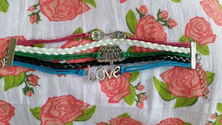 Multicolor multistrand owl crown love bracelet