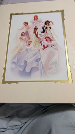 Disney Parks 14x18 Deluxe Art Print "Ever Afterings" Dylan Bonner Princess Wedding Gowns NEW SEALED