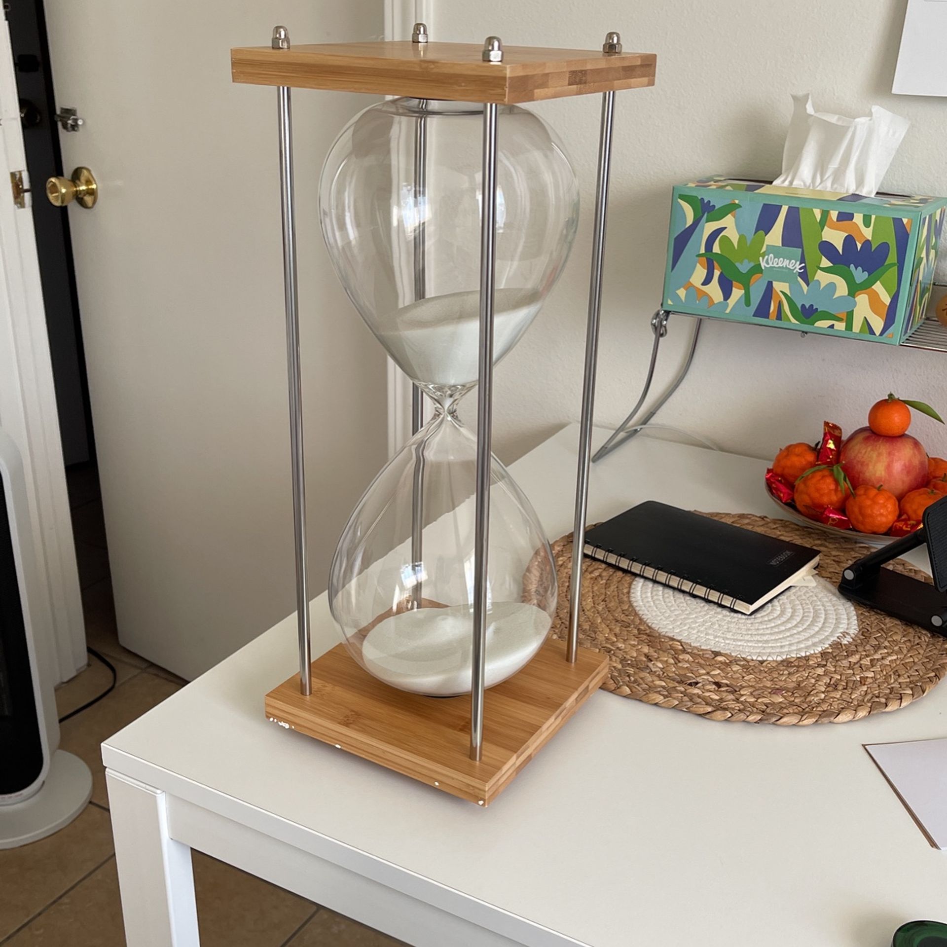 Hourglass Sand Timer, 120 Minutes Sand Clock, Wooden Frame Decorative Hourglass Timer for Home, Desk, Office Decoration