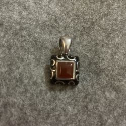 Italian Design Flli Menegatti 925 Silver Sterling Carnelian Hinged Station vintage pendant