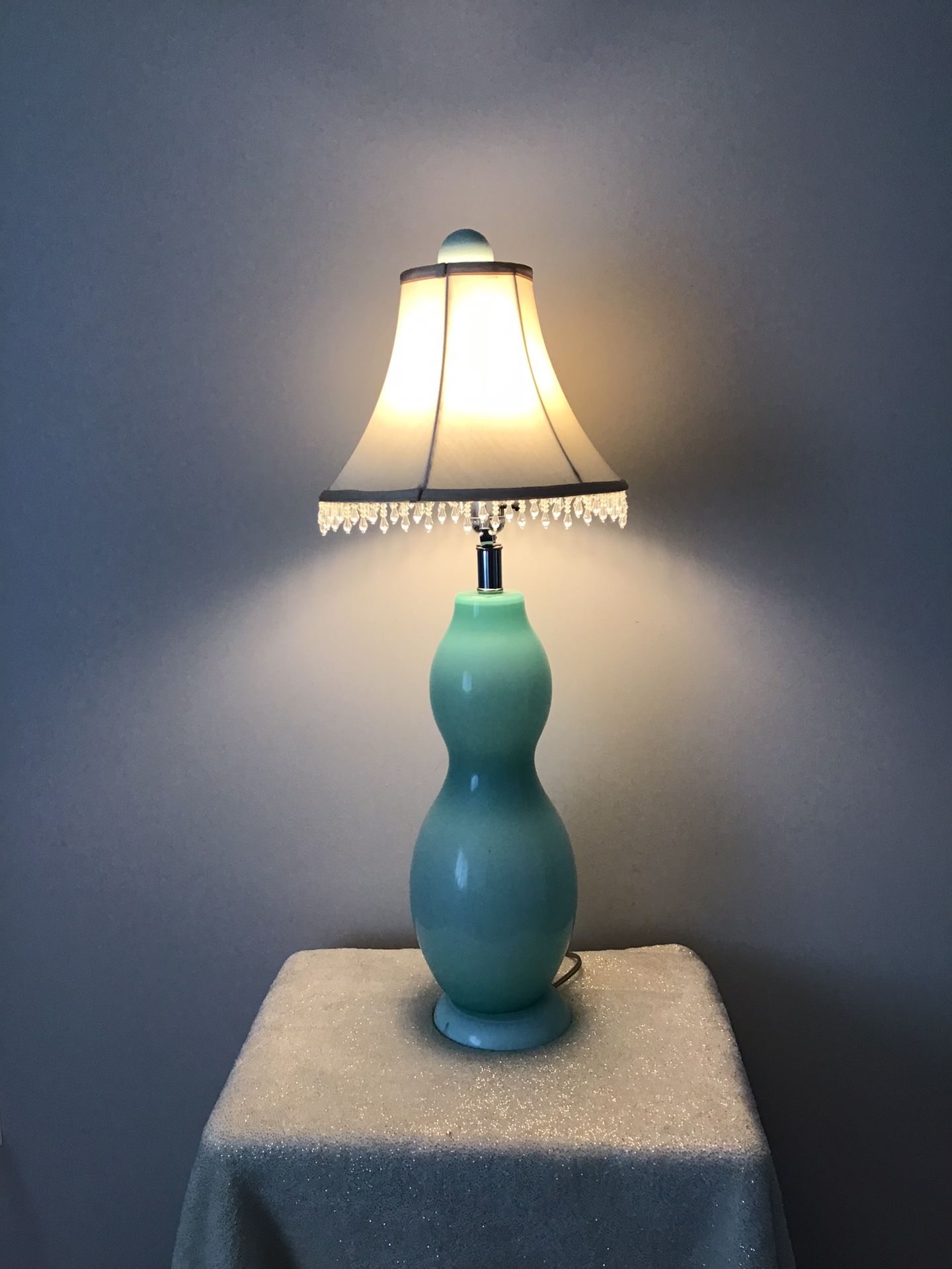 Vintage Blue Mint Turquoise Glass Lamp