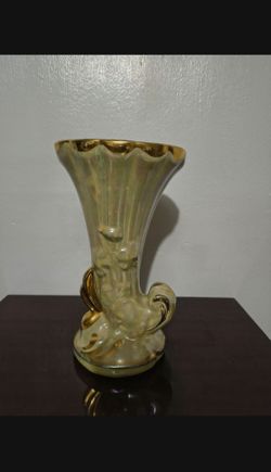CORNUCOPIA CERAMIC VASE - GLADY BOYD 12"