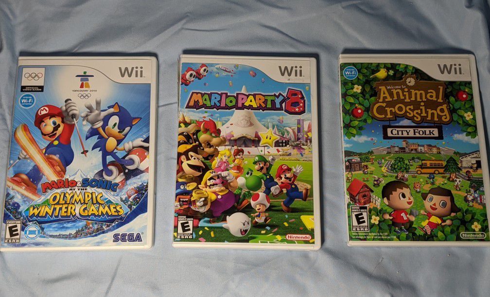 Wii games Mario Party 8 - Mario and Sonic Winter Games - Animal Crossing City Folk