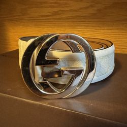 Gucci Belt Interlocking GG Supreme White Size 44