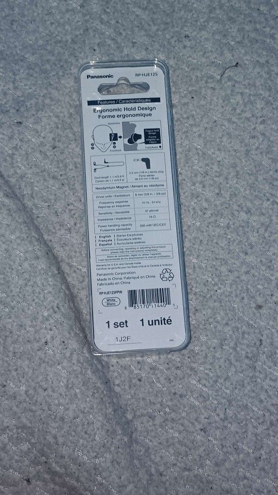 Panasonic ErgoFit Wired Earbuds, In-Ear Headphones, 3.5mm Jack (White)
