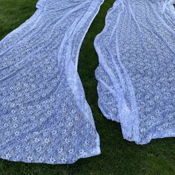 Wedding Lace Drape Panel Curtains Set Of Two - 5ft x 13ft