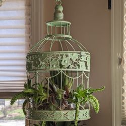 Bird Cage planter With Plants