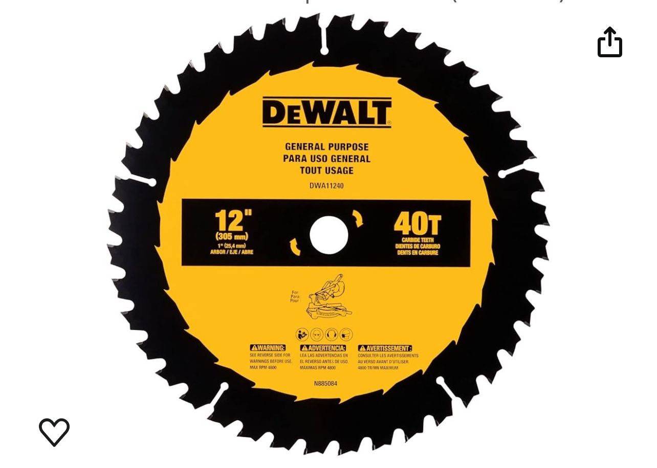 DEWALT 12 in. 40T General Purpose Saw Blade (DWA11240