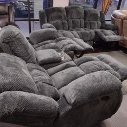 New Recliner Sofa And Loveseat In Comfortable Fabric