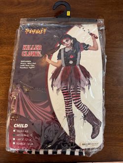 Spirit Halloween Killer Clown Girls Costume Medium 8-10 Scary Dress Complete