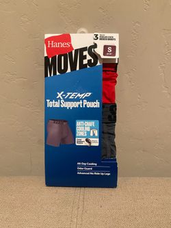 Hanes Moves Men’s Anti-Chafe Boxer Brief, Total Support Pouch, Assorted, 3-Pack, 6" Inseam size S 28-30”