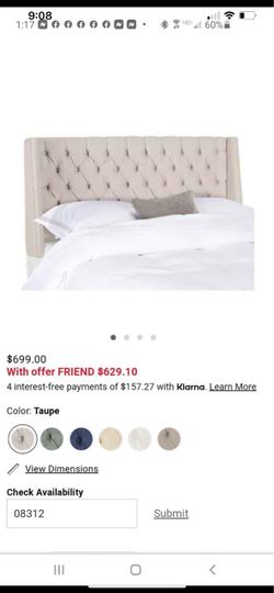 Tufted Wingback Upholstered Headboard – Taupe