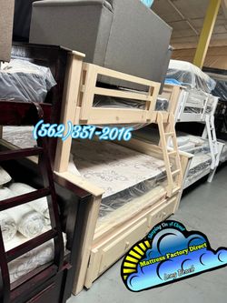 Twin over full whitewash bunk bed with mattress colchón cama