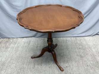 Vintage Carved Round Folding Top Small Wood Dining Table