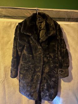 Dark black Faux Fur Long Coats