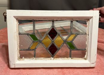 Vintage Leaded Stained Glass Window Panel
