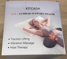 NEW KITCADA 3-in-1 Lumbar Support Pillow – Heat & Massage