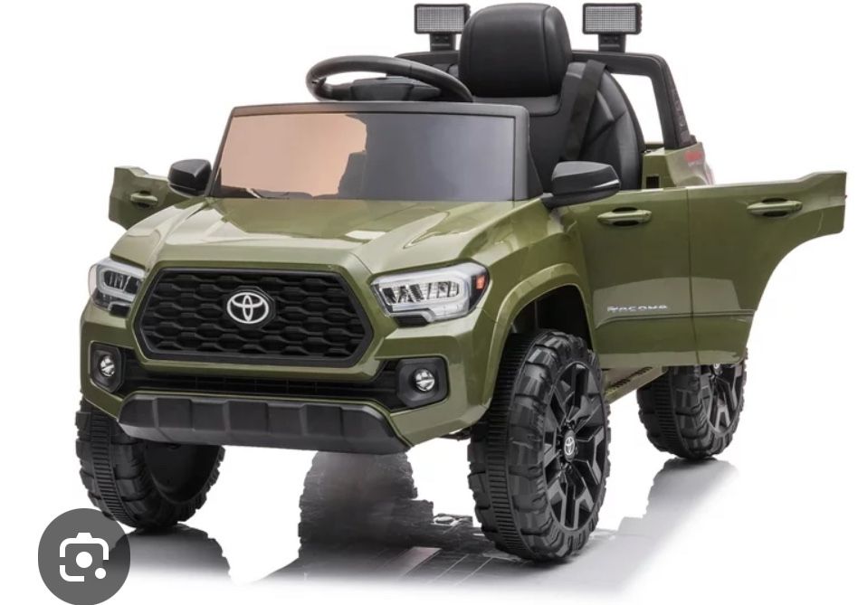 uhomepro Licensed Toyota Tacoma Ride on Car, 12 V Battery Powered Electric Kids Toys Truck with Remote Control, LED Light, MP3 Player, Green