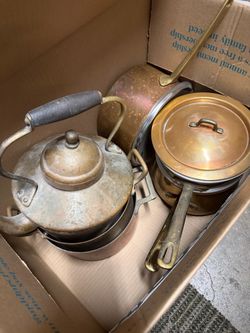 Vintage Copper Cookware and Kettle Set